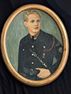Large period painted oil on canvas portrait of a Hitler Youth